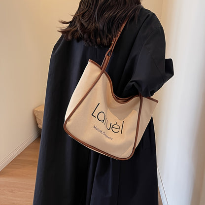 solvbao  Simple Letter Pattern Tote Bag, All-Match Classic Shoulder Bag, With Fixed Strap Handbag For Daily Use