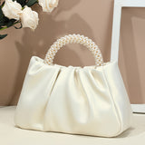 solvbao  Trendy Pleated Cloud Handbag, Elegant Faux Pearls Handle Bag, Perfect Shoulder Bag For Every Occasion