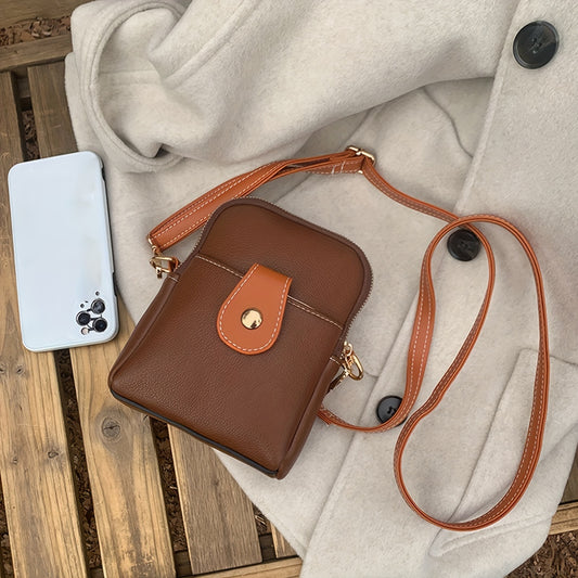 solvbao  Vintage Colorblock Phone Bag, Portable Versatile Shoulder Bag, Crossbody Coin Purse