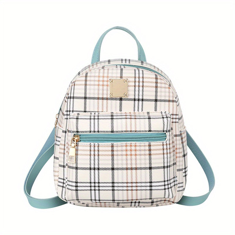 solvbao  1pc New Plaid Stylish Backpack, Multi-functional Casual Plaid Backpack, Trendy Sweet Crossbody Bag, Cute Double Shoulder Bag, Mobile Phone Bag, Camera Bag, Lipstick Bag