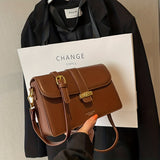 Trendy PU Leather Square Crossbody Bag, Solid Color Flap Shoulder Bag, Perfect Messenger Bag For Daily Use