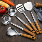 5pcs/set Stainless Steel Spatula Spoon, Kitchenware Set, Full Set, Household Cooking Spoon, Shovel, Kitchen Shovel Spoon, Colander, Kitchen Supplies