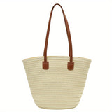 Straw Woven Summer Beach Bag, Fashion Large Tote Bag, Boho Style Shoulder Bag For Travel