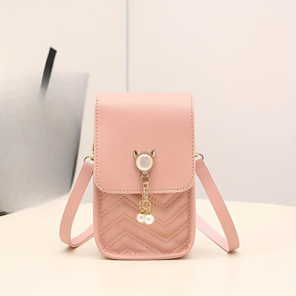 solvbao  Mini Fashion Quilted Cellphone Bag, Kawaii Cute Crossbody Bag, Women's Casual Card Holder & Purse Wallet