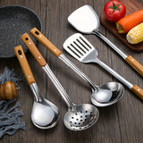 5pcs/set Stainless Steel Spatula Spoon, Kitchenware Set, Full Set, Household Cooking Spoon, Shovel, Kitchen Shovel Spoon, Colander, Kitchen Supplies