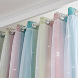 2pcs Hollow Star Sheer Curtain Window Treatment For Living Room Bedroom Office Home Decor