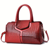 solvbao Crocodile Pattern Handbag, Women's Stitching Crossbody Bag, Elegant Top Handle Satchel Purse