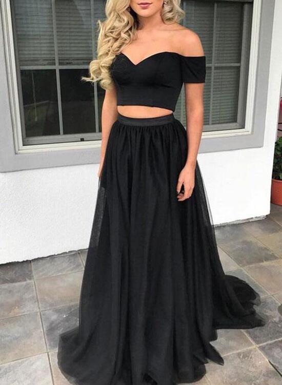 solvbao Black Prom Dresses, Two piece Prom Dresses , Formal Dresses, Party Dresses