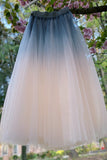 Solvbao Beautiful Blue and Pink Tulle Gradient Long Skirt, Lovely Women Skirts