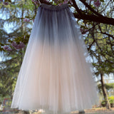 Solvbao Beautiful Blue and Pink Tulle Gradient Long Skirt, Lovely Women Skirts