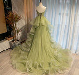 solvbao Beautiful Light Green Sweetheart Layers Princess Formal Gown, Green Tulle Long Party Dress