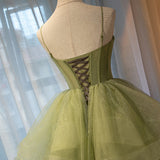 solvbao Beautiful Light Green Sweetheart Layers Princess Formal Gown, Green Tulle Long Party Dress