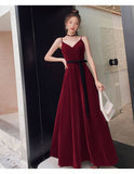 Solvbao Beautiful Wine Red Velvet Long Party Dress Prom Dress, Dark Red Evening Dresses