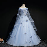 solvbao Beautiful Light Blue Ball Gown Lace-up Party Dress, Blue Prom Dress