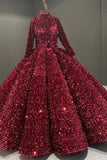 kamahe Glitter High Neck Open Back Lace Up Ball Gown Prom Dresses