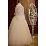 solvbao Charming Beautiful Ivory Tulle with Flowers Long Wedding Party Dress, Tulle Simple Wedding Dress