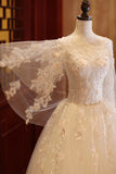 solvbao Charming Beautiful Ivory Tulle with Flowers Long Wedding Party Dress, Tulle Simple Wedding Dress