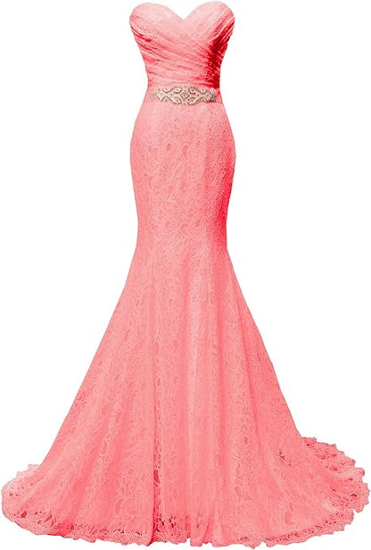 kamahe Chic Mermaid Sweetheart Long Lace Prom Dress