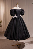 kamahe Elegant Black A-Line Off Shoulder Prom Dress with Beads