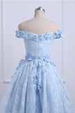 solvbao Ice Blue Off Shoulder High Low Party Dresses, Handmade Formal Gowns, Prom Dress