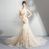 solvbao Elegant Ivory Tulle Mermaid with Lace and Flowers Prom Dress, Mermaid Evening Gown