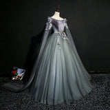 Solvbao Gorgeous Velvet and Tulle Sweet 16 Gown with Flowers, Long Formal Dress Party Dresses