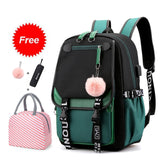 solvbao Teen Girl School Backpack with USB Charging Port 15.6 Inch Laptop Bag Water Resistant Nylon School Bookbag New