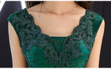 Solvbao Green Satin A-line Long Party Dress with Lace, Beaded Satin Evening Dress Prom Dress