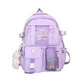 solvbao  Buckle Badge Women's Backpack Candy Color Fashion Cute Schoolbag Shoulder Student Bag Teenage Girl College School Backpacks