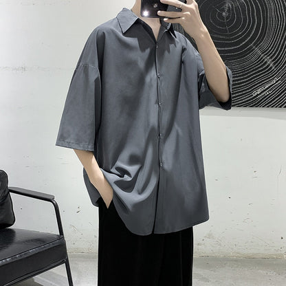 Solvbao Summer Solid Shirts For Men Clothing Korean Style Men Streetwear Shirt Short Sleeve Harajuku Mens Shirts Korean Clothes