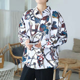 Solvbao New Beach Hawaiian Shirt for Men Long Sleeve Casual Loose Harajuku Floral Print Blouse Button Up Mens Shirts Streetwear