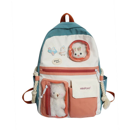 solvbao  Buckle Badge Women's Backpack Candy Color Fashion Cute Schoolbag Shoulder Student Bag Teenage Girl College School Backpacks