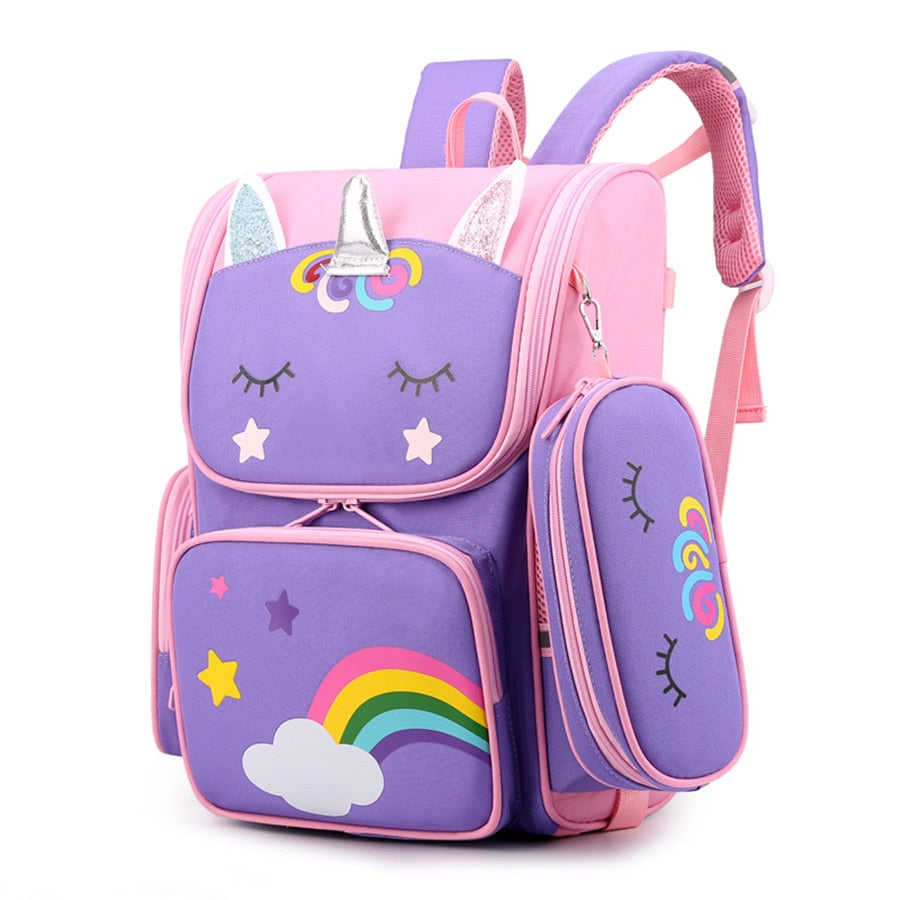 solvbao Cartoon 3D Creative Unicorn Children School Bags Girls Sweet Kids School Backpack Lightweight Waterproof Primary Schoolbags Big