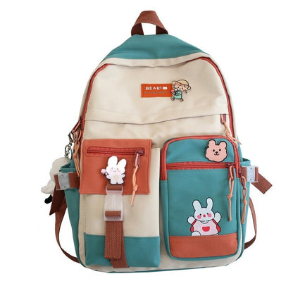 solvbao  Buckle Badge Women's Backpack Candy Color Fashion Cute Schoolbag Shoulder Student Bag Teenage Girl College School Backpacks