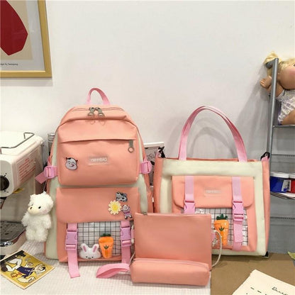 solvbao 4piece Set Cute Women Backpack Sets Kawaii School Bags For Teenager Girls High Capacity School Backpack