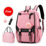 solvbao Teen Girl School Backpack with USB Charging Port 15.6 Inch Laptop Bag Water Resistant Nylon School Bookbag New