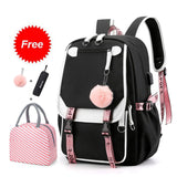 solvbao Teen Girl School Backpack with USB Charging Port 15.6 Inch Laptop Bag Water Resistant Nylon School Bookbag New