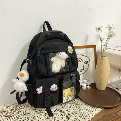 solvbao  Buckle Badge Women's Backpack Candy Color Fashion Cute Schoolbag Shoulder Student Bag Teenage Girl College School Backpacks