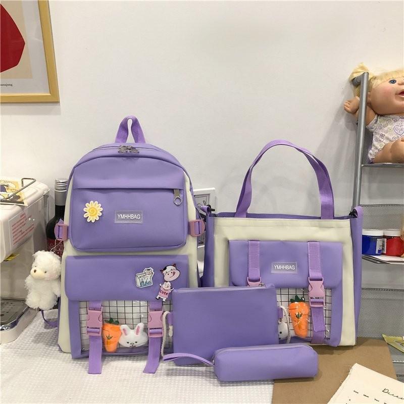 solvbao 4piece Set Cute Women Backpack Sets Kawaii School Bags For Teenager Girls High Capacity School Backpack