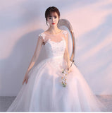 solvbao Charming White Tulle Ball Gown Wedding Dress, White Prom Dress