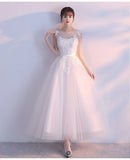 solvbao Charming White Tulle Ball Gown Wedding Dress, White Prom Dress