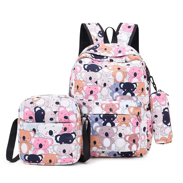 solvbao 3pcs/set Printing School Bags Backpacks Schoolbag Fashion Kids Lovely Backpack For Children Girls School bag Student Mochila sac