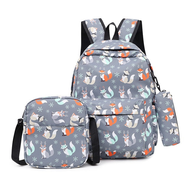 solvbao 3pcs/set Printing School Bags Backpacks Schoolbag Fashion Kids Lovely Backpack For Children Girls School bag Student Mochila sac