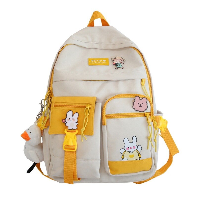 solvbao  Buckle Badge Women's Backpack Candy Color Fashion Cute Schoolbag Shoulder Student Bag Teenage Girl College School Backpacks