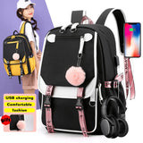 solvbao Women girls School Backpacks Anti Theft USB Charge Backpack Waterproof Bagpack School Bags Teenage Travel Bag