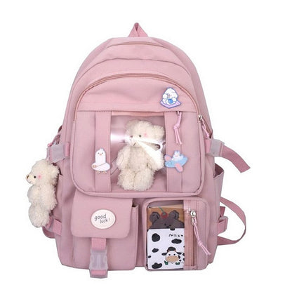 solvbao  Buckle Badge Women's Backpack Candy Color Fashion Cute Schoolbag Shoulder Student Bag Teenage Girl College School Backpacks