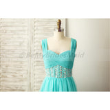 Solvbao Mint Blue Chiffon and Tulle Beaded Handmade Formal Dress, Prom Dresses