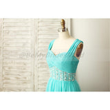 Solvbao Mint Blue Chiffon and Tulle Beaded Handmade Formal Dress, Prom Dresses