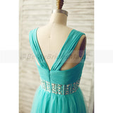 Solvbao Mint Blue Chiffon and Tulle Beaded Handmade Formal Dress, Prom Dresses