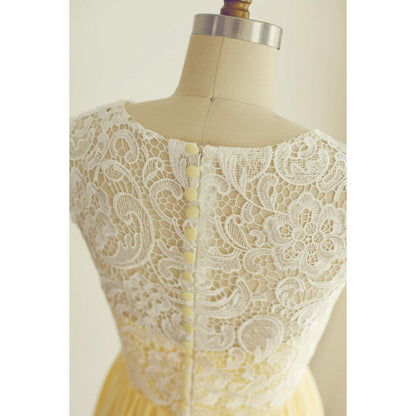 Solvbao Chiffon and Lace Yellow Bridesmaid Dress, Charming Handmade Formal Dress